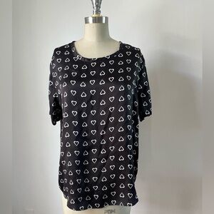 Equipment Heart 100% silk Top short sleeve pullover size Large
